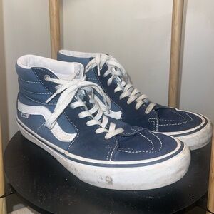 Vans Men's Blue and White High-Top Sneakers